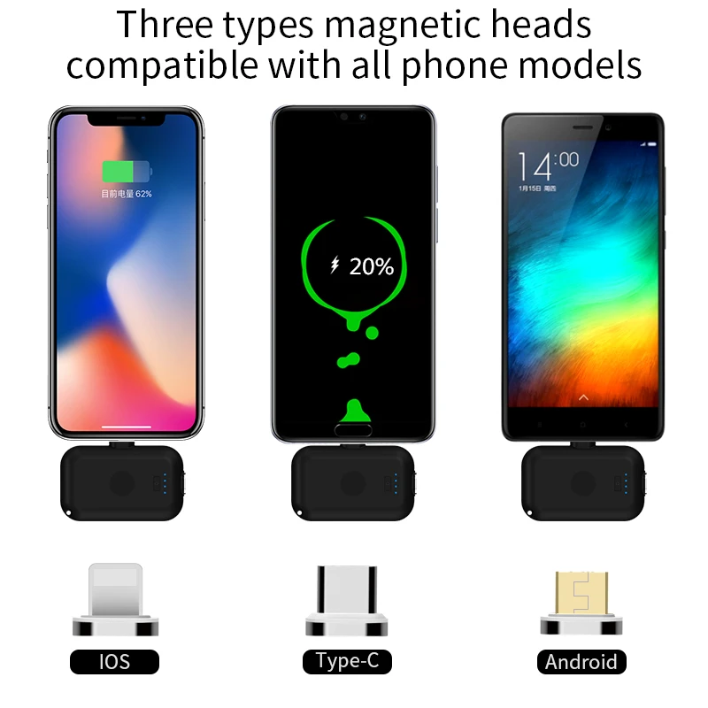 

GREENPORT Mini Magnetic Power Bank Wireless 1200mah Emergency Mobile Phone Charger Powerbank for iphone xiaomi samsung huawei