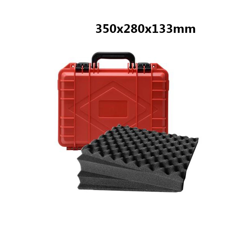 Red-350x280x133mm Защитный Безопасный инструмент ящик для инструментов пластиковый ящик для хранения инструментов чехол для костюма ударопрочный чехол для инструмента с пенопластом - Цвет: Red-350x280x133mm