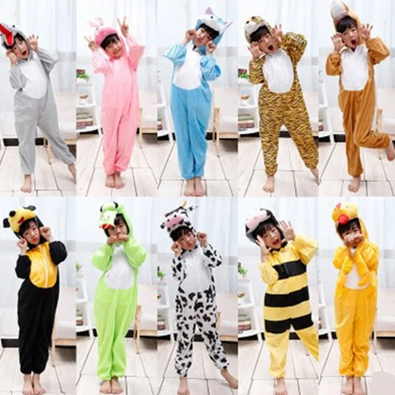 XS-4XL 28 Styles Unisex Cute Kids Children Cartoon Winter Animal Pajamas Sleepwear Halloween Costumes Cosplays dress |