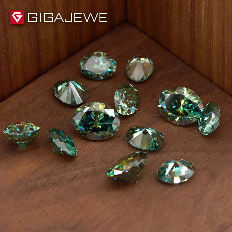 GIGAJEWE Муассанит овальной огранки зеленого цвета 6 мм X 8 мм 1.2ct бусины DIY драгоценный камень для изготовления ювелирных изделий подарок для девушки