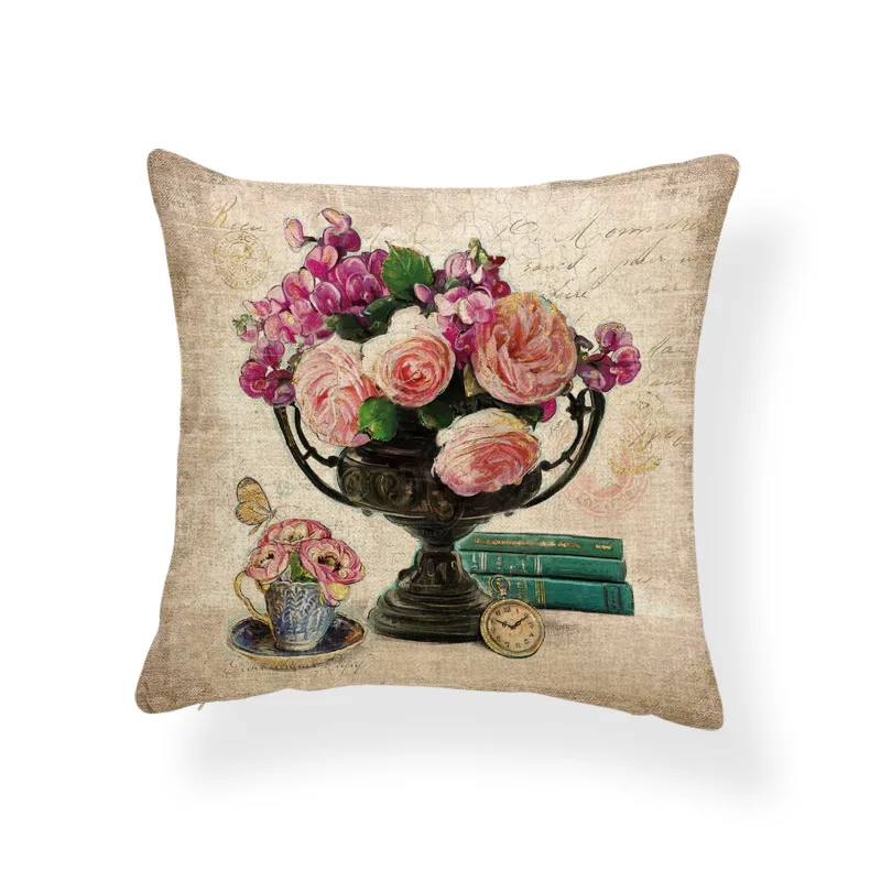 Персонализированная наволочка с цветами бутылкой водой бабочкой декоративная