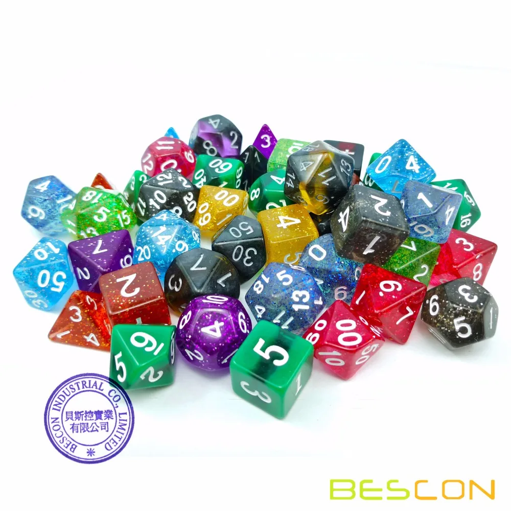 Bescon 120 шт. набор с сокровищами, случайным образом смешанные ролевые кости набор из 120; многогранные кости микс радужных блесток, драгоценных камней, завиток, каменных стилей