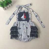puresun 4th of july fashion girls navy blue bottom american patriotic day rompers baby girl cotton clothing bubble