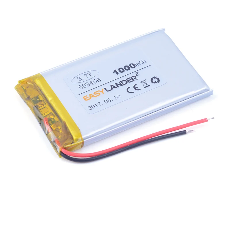 Полимерный аккумулятор 503456 503356 3,7 V 1000mah умный дом MP3 колонки литий-ионный аккумулятор для dvr gps mp3 mp4 сотовый телефон динамик 503455 - Цвет: 2-WIRE