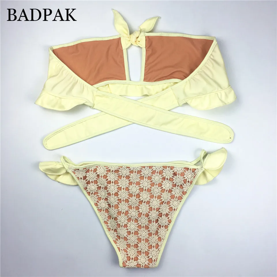Badpak крючком бикини рюшами mayokini женский ванный комплект Одежда заплыва костюм для
