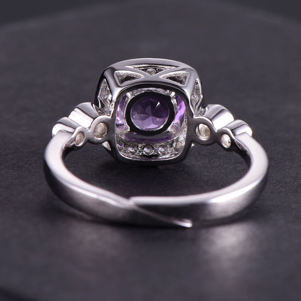 Buulooai 7*7 мм 1.66ct Фиолетовый аметист камень для рождения солитер кольцо Твердые