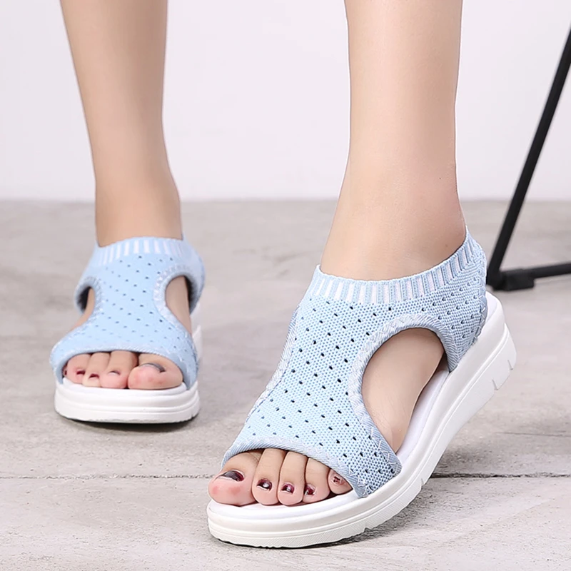 

Women Sandals 2019 New Female Shoes Woman Summer Wedge Comfortable Sandals Ladies Slip-on Flat Sandals Women Sandalias