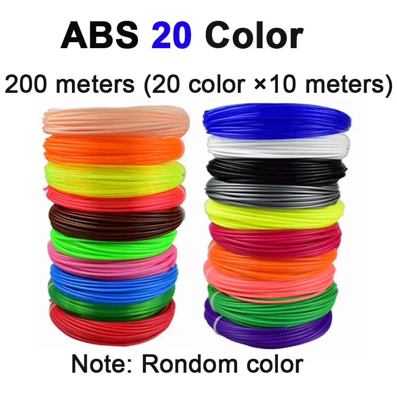 ABS-20C-10m Pla пластик для 3d ручек 50 м/100 м/200 м ABS Материал печать 1,75 pla нити многоцветная проволока для 3D ручек принтер Прямая поставка - Цвет: ABS-20C-10m