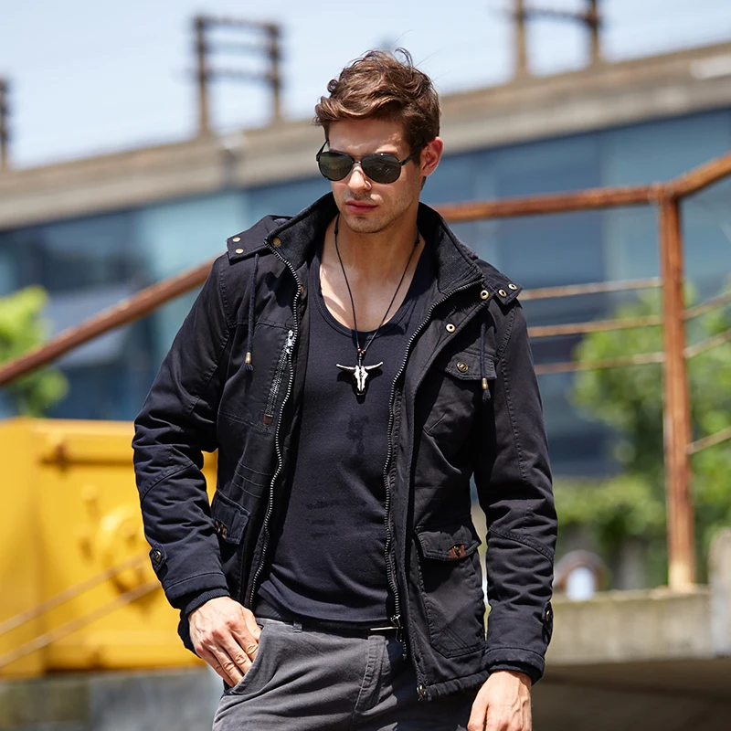 LONMMY 2019 Winter Army jackets mens coats Hooded Thick Velvet Cotton Military jacket for men coat Brand clothing men's | Мужская