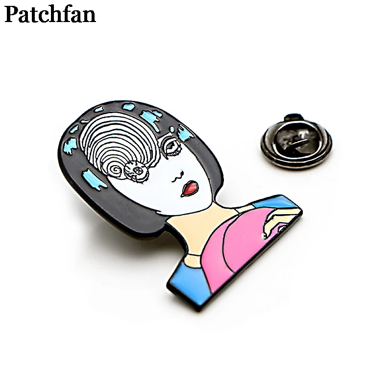 Patchfan японский ужас Junji Ito Uzumaki цинковый галстук булавки броши для рюкзака, одежды для мужчин и женщин Декоративные значки медаль A2064