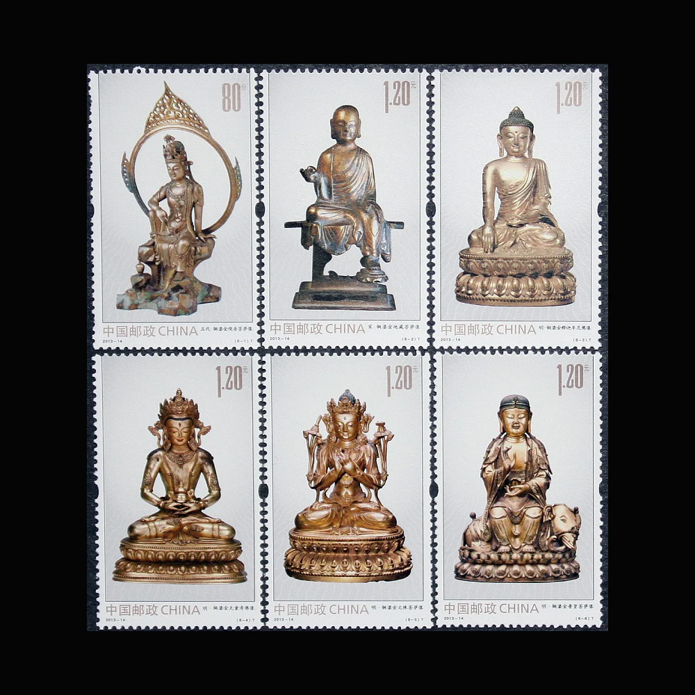Статуи Будды из золота и бронзы 6 шт. исторические буддийские реликвы 2013 14