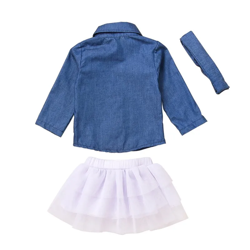 Комплект из 3 предметов для маленьких девочек джинсовая рубашка с длинными