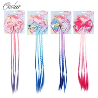 oaoleer hair accessories 5 inch hair bows for girls print grosgrain ribbon hairgrips with rainbow wigs kids dance party hairbows
