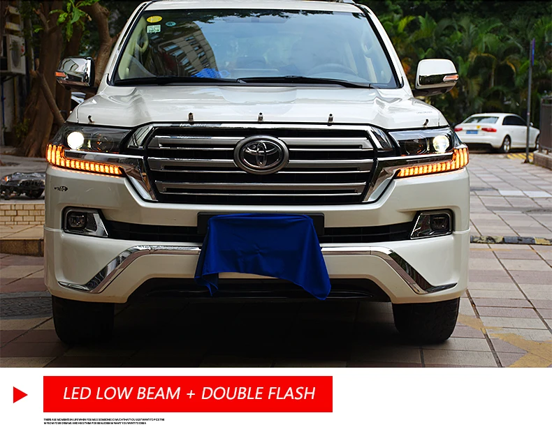 Автомобильный Стильный чехол на голову для Toyota LAND CRUISER LC200 фары- светодиодный фары DRL Объектив Двойной Луч Биксенон HID