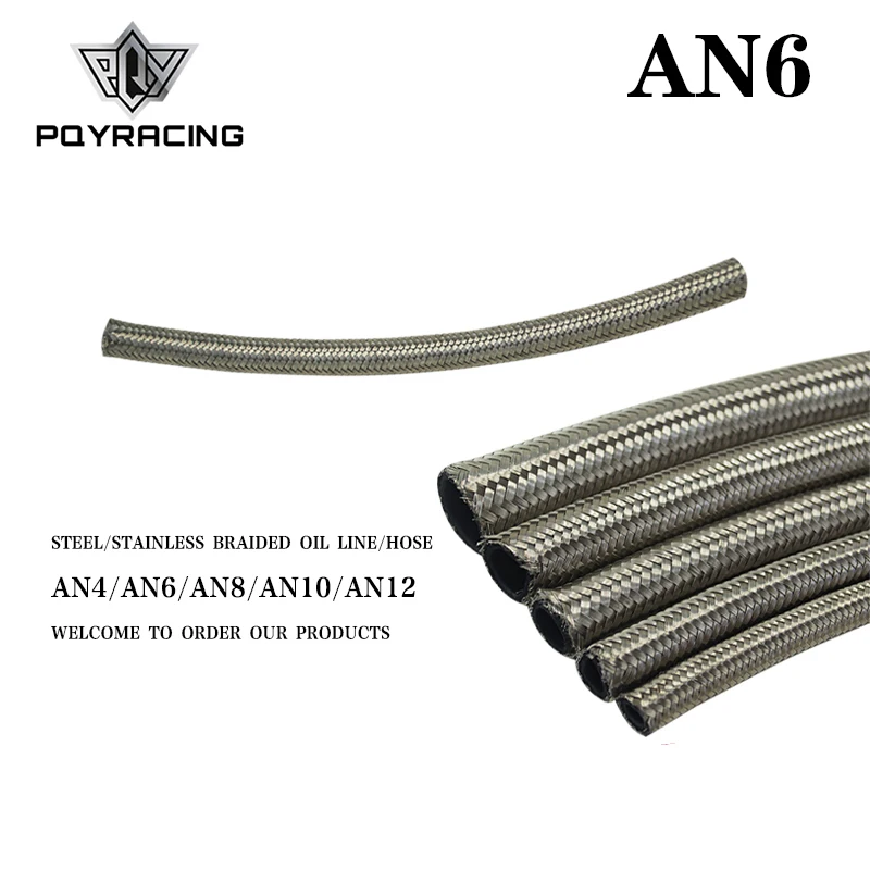 

PQY - AN6 6AN AN-6 (8.6MM / 11/32" ID) STAINLESS STEEL BRAIDED FUEL OIL WATER HOSE ONE FEET 0.3M PQY7112-1