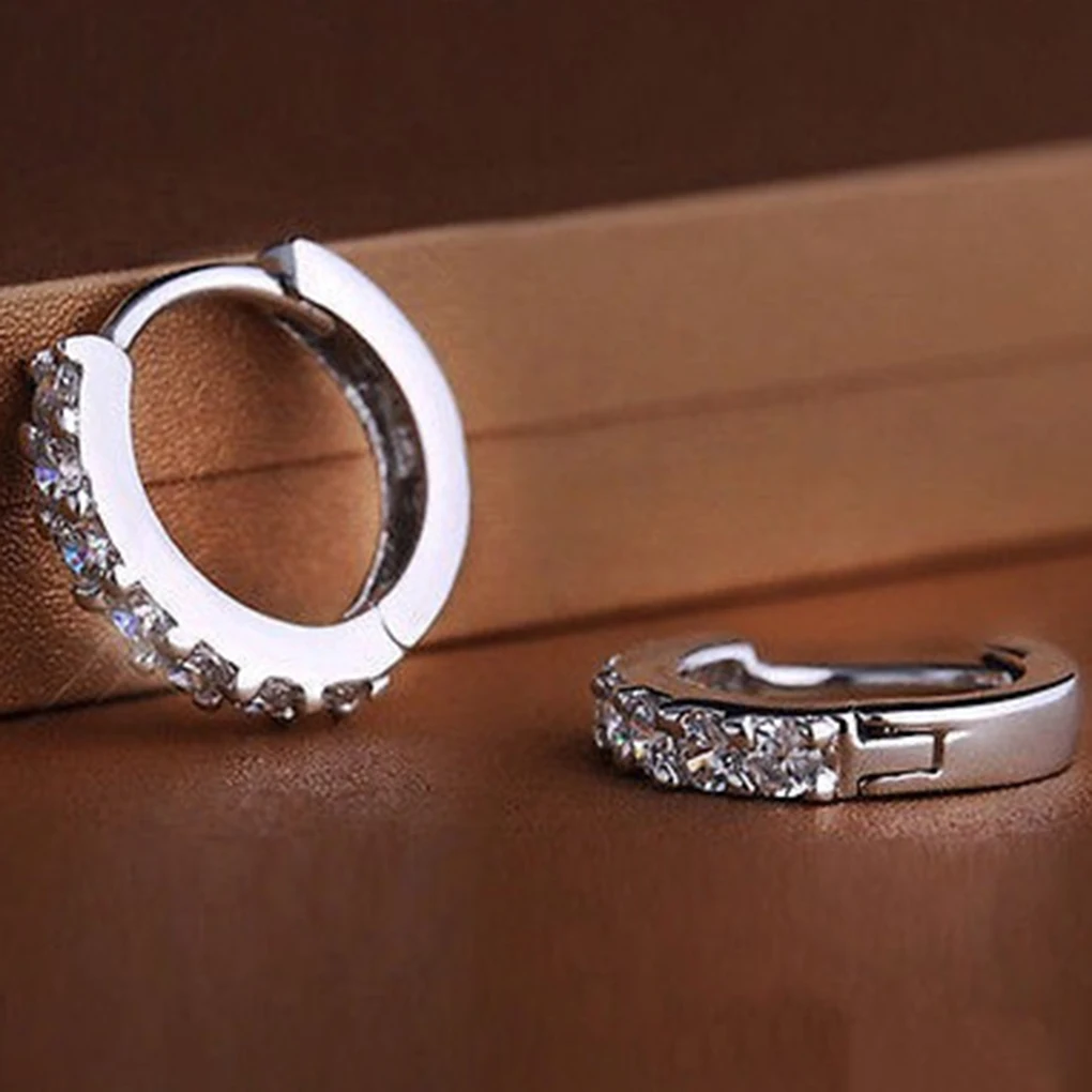 Однорядные полный стразы AAA циркон пряжки для ушей Белый Стад Серьги женщин