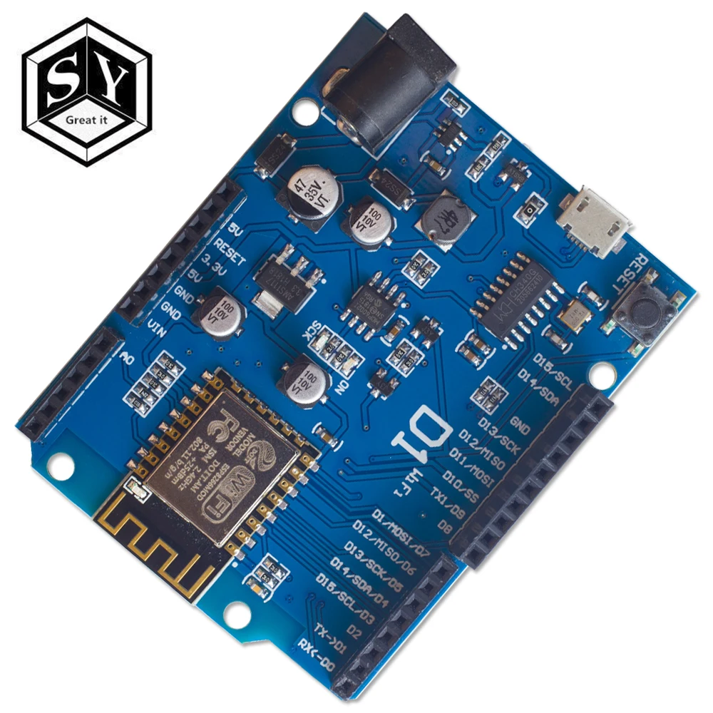1 шт. Great IT New WeMos D1 Mini CH340 WiFi макетная плата ESP8266 ESP 12E uno на основе щит UNO|Интегральные