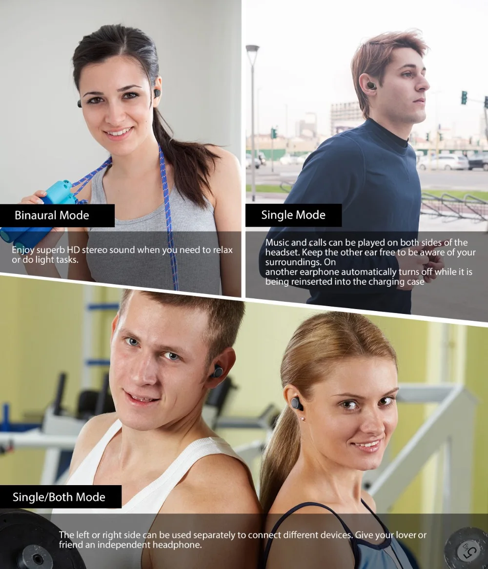 EKSA Touch Control TWS Ture беспроводные наушники CSR V5.0 спортивные водонепроницаемые с