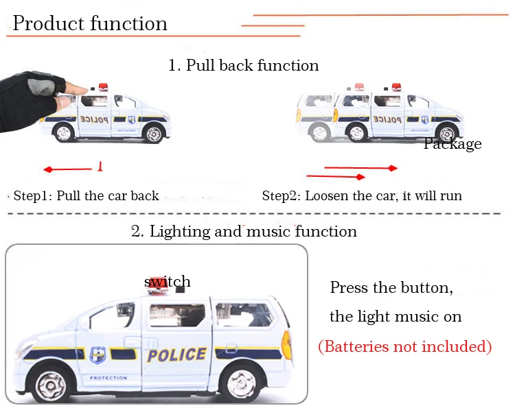 Новое поступление полицейский микроавтобус 1:28 литый под давлением из сплава 3d