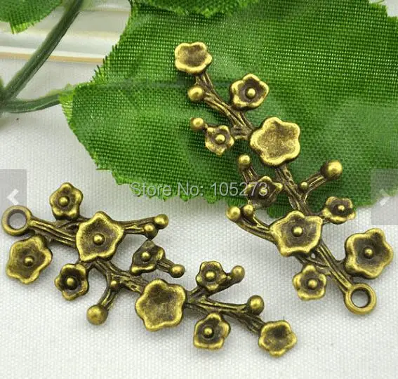 

17X42MM 10PCS Antique Bronze Chinese Plum Blossom Flower Charm Pendant - DIY Accessory Jewelry Making.