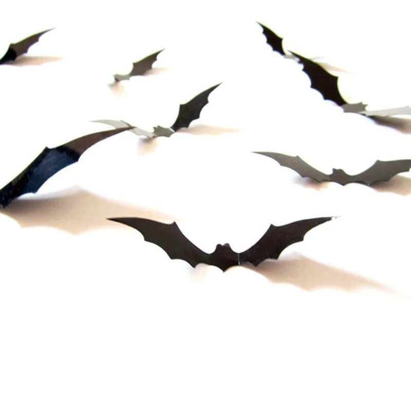 OHEART Хэллоуин 3D летучая мышь Наклейка на стену светится в темноте светящиеся