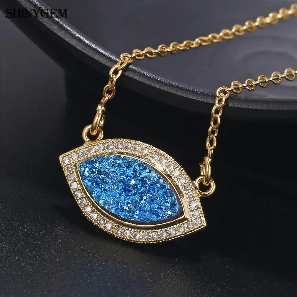 ShinyGem 2020 модные ожерелья с подвеской кристаллом и друзой от сглаза эффектные из