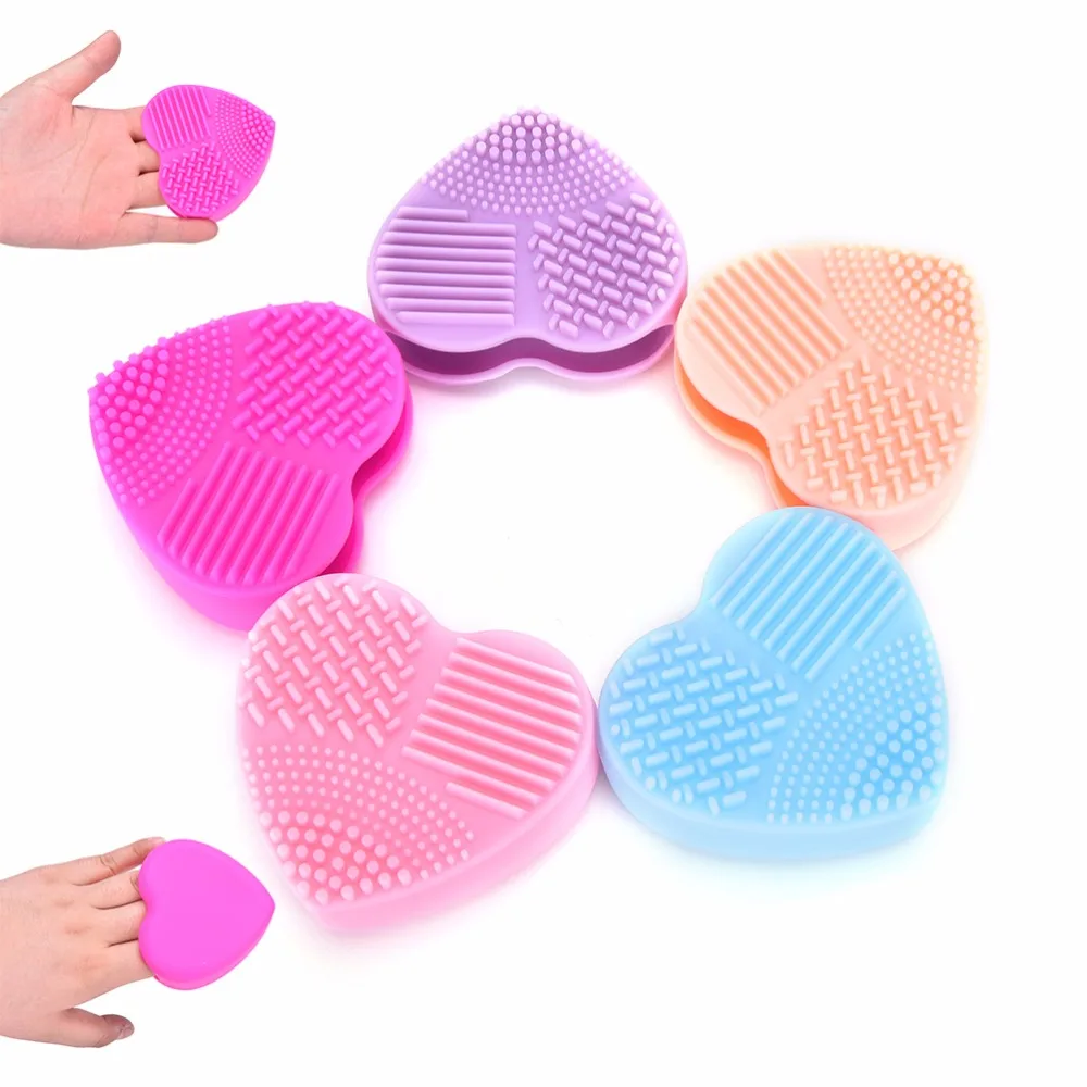 1PC 5 Colors Heart Shape Clean Make Up Brushes Wash Brush Cosmetic Cleaning Tools For Makeup Silica Glove Scrubber Board | Красота и