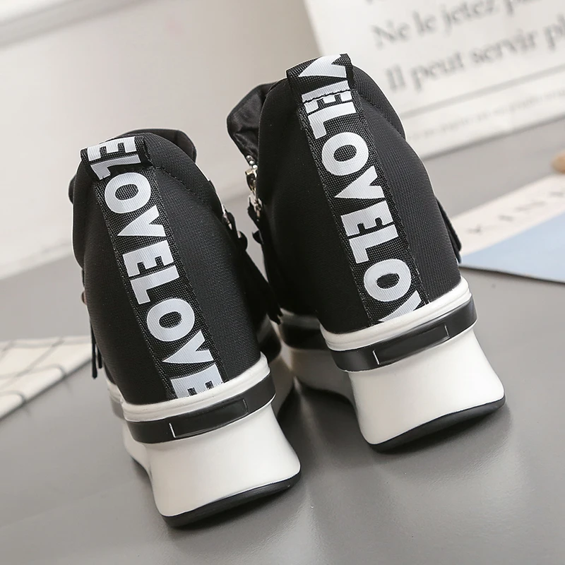 Модные женские кроссовки повседневная обувь на высоком каблуке 10 см лоферы