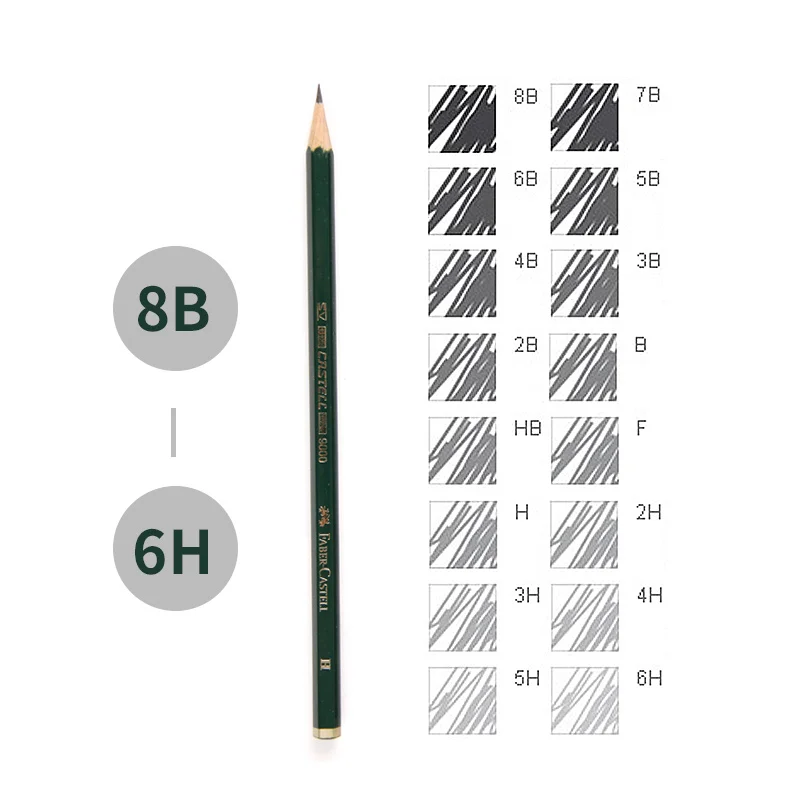 12 шт. FABER CASTELL 9000 карандаш для рисования древесным углем эскизов H 2H 3H 4H 5H F B 2B 3B 4B 5B 6B