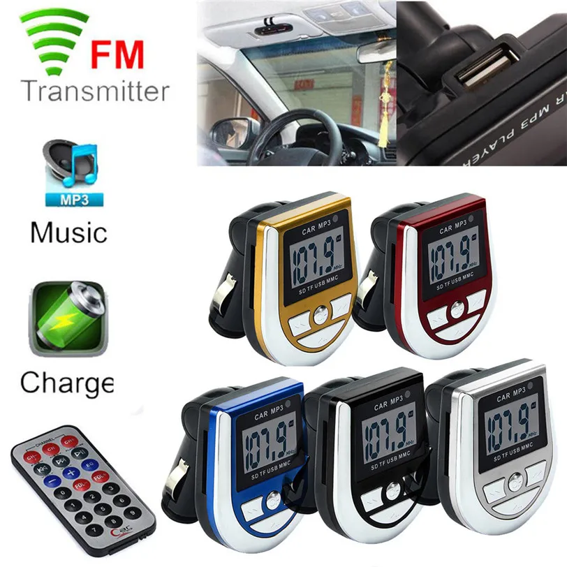MP3 плеер беспроводной FM передатчик модулятор Автомобильный комплект USB SD MMC lcd пульт May30 заводская цена