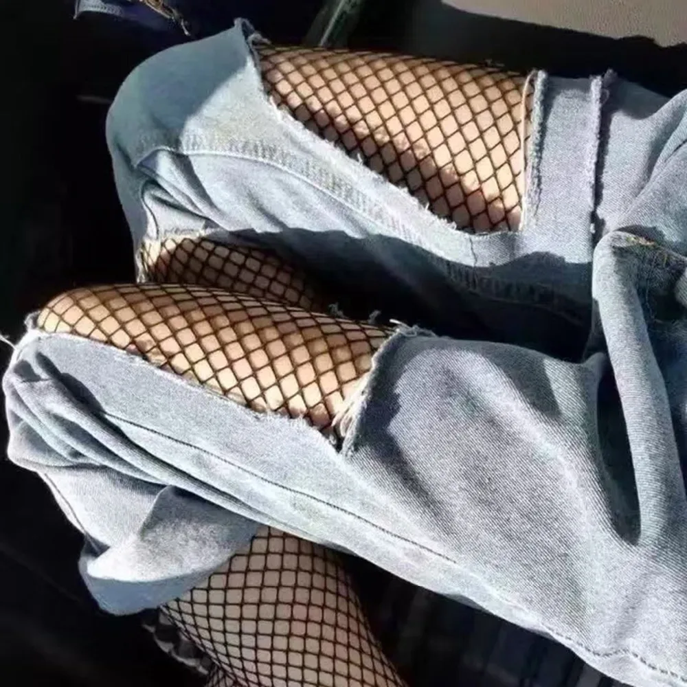 Модные ажурные колготки с высокой талией чулочно носочные изделия для