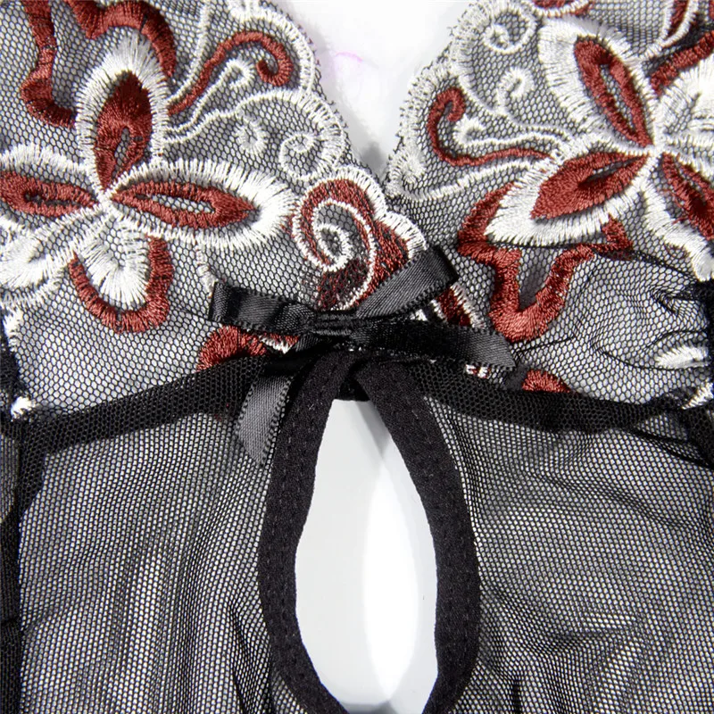 Сексуальное эротическое нижнее белье с глубоким V-образным вырезом и вышивкой