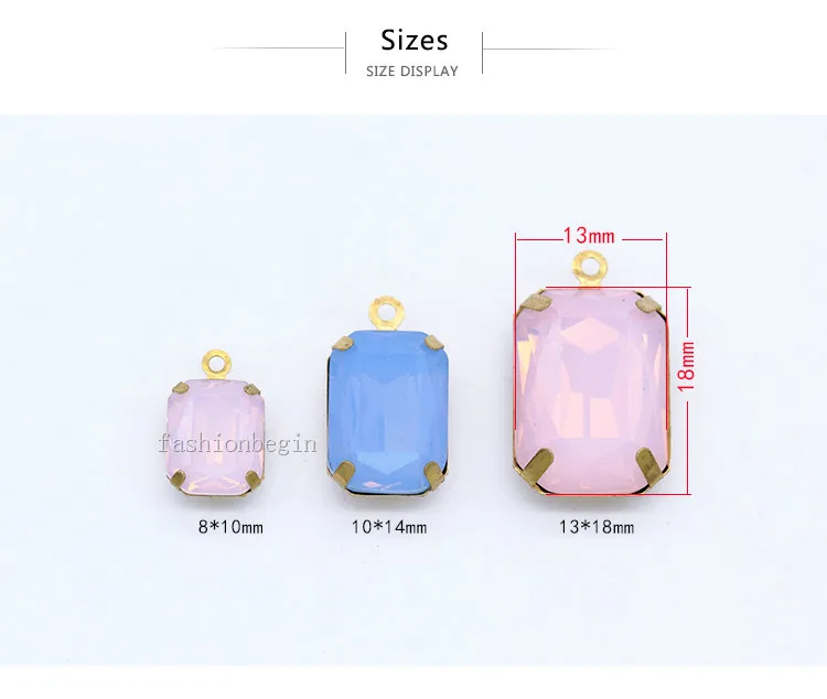 12p 10x14 мм восьмиугольный Опаловый цвет граненые оправа Стеклянные Подвесные