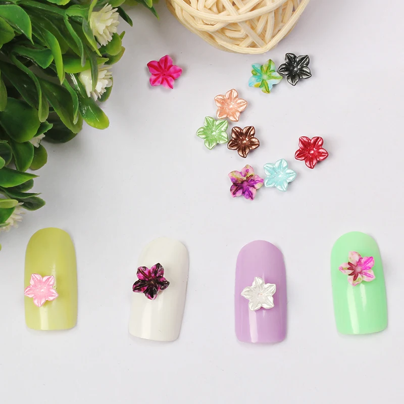 

The new South Korean Nail 7MM DIY dye ink resin flowers blooming flower jewelry flower color nail decorative accessories