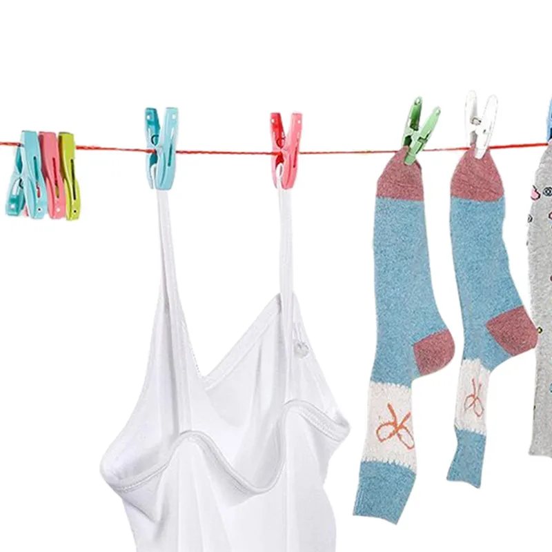 

XZJJA 60pc/set Colorized Plastic Clothes Pegs Hanging Clothes Pins Clothespins Cute Beach Towel Clips Home Bed Sheet Clamps