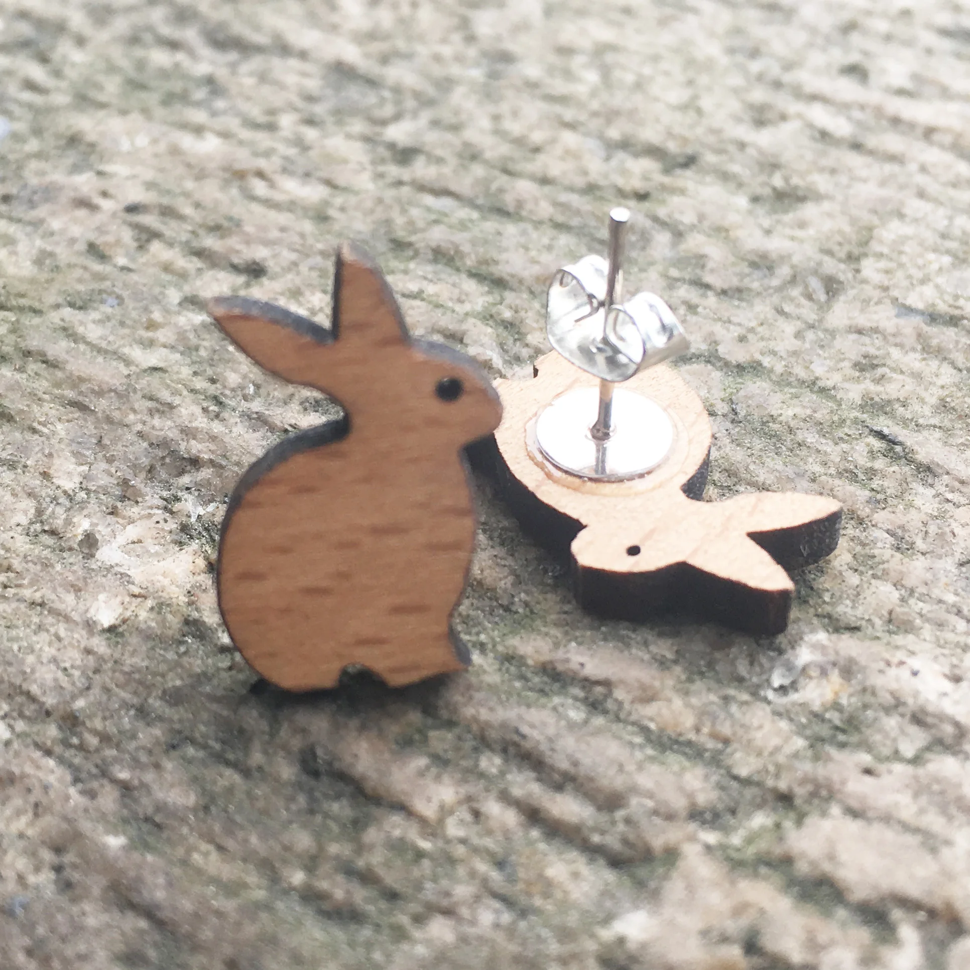 Серьги с гравировкой из цельного дерева в форме кролика виде 1 пара|earrings cute|earrings