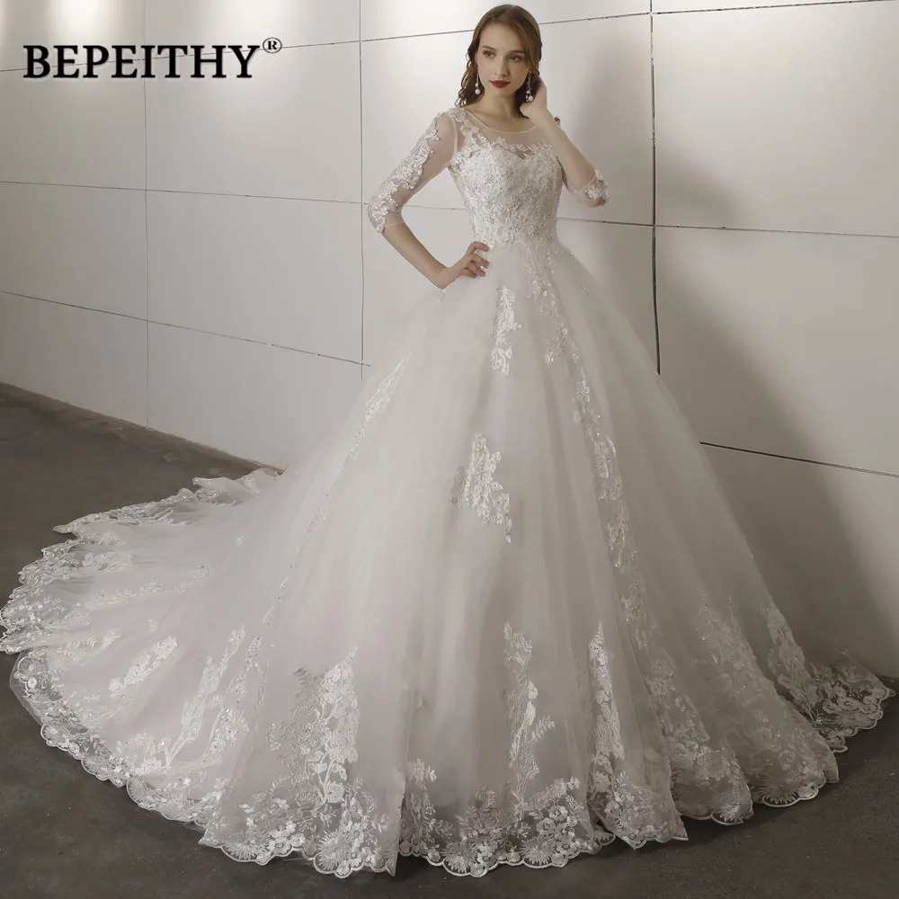 Vestido De Novia кружевное свадебное платье с рукавами три четверти 2021 старинные