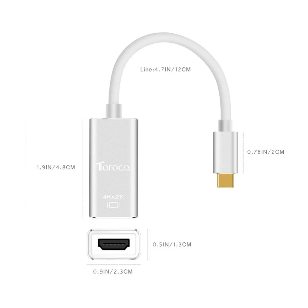 Переходник с USB C на HDMI разрешение 4K переходник 3 1 типа для Galaxy S8 Plus MacBook Pro Chromebook
