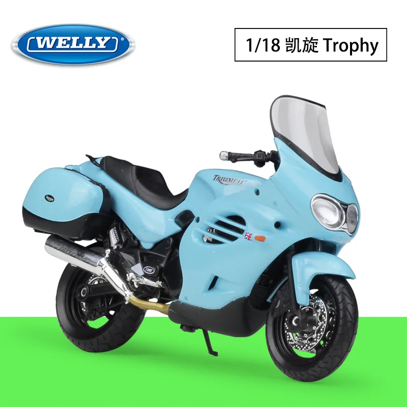 TROPHY Sky Blue 1:18 Welly Suzuki Honda Triumph Yamaha Aprilia Norton литой мотоцикл - Цвет: TROPHY Sky Blue
