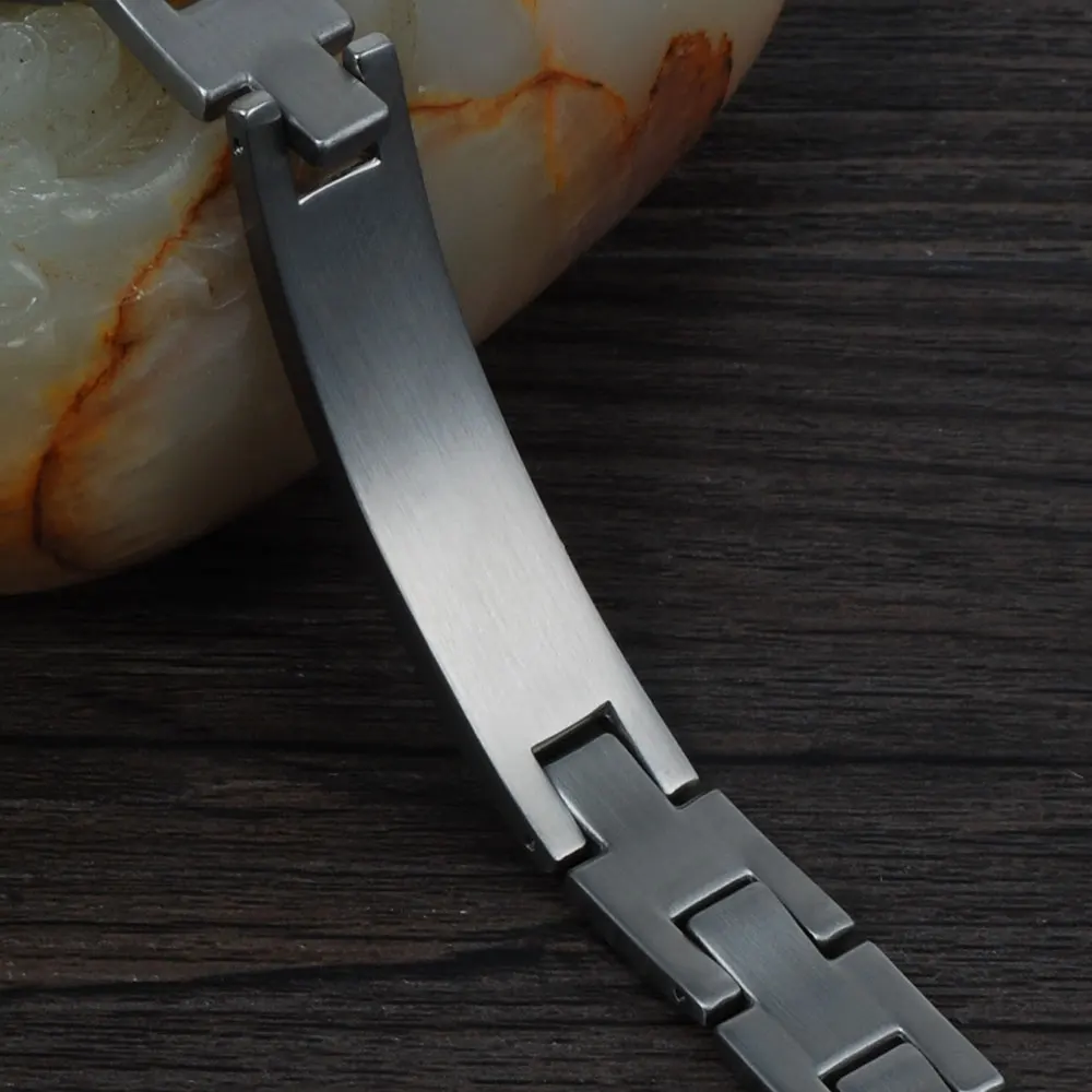 

Wollet Jewelry Stainless Steel Bracelet For Men Silver Color Simple Design Bending Row And Pattern