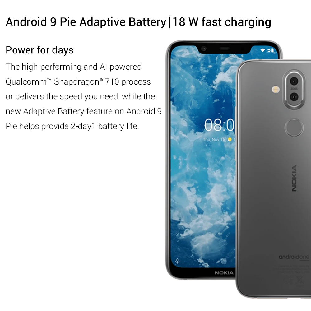 Nokia 8 1 TA 1119 6 18 &quotГлобальная версия мобильного телефона Snapdragon 710 Восьмиядерный 4 Гб