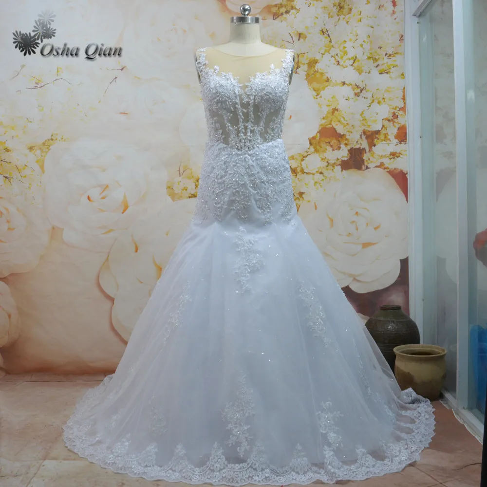 Элегантный белый Свадебные платья Русалочки Турции летние свадебные See Through