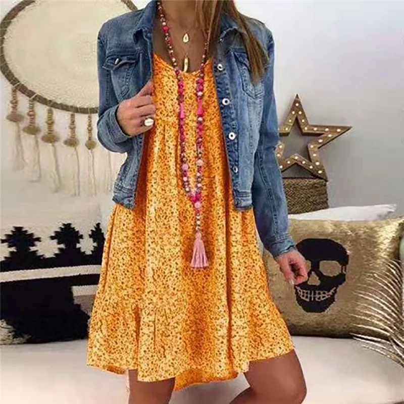 Женское винтажное платье с принтом свободное рукавами hlaf lyq45 весна-лето 2019 |