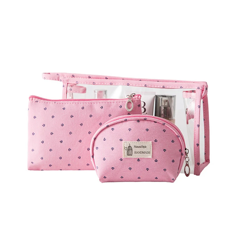 Новый прозрачный ПВХ косметичка Makeupbag набор из трех предметов дорожная