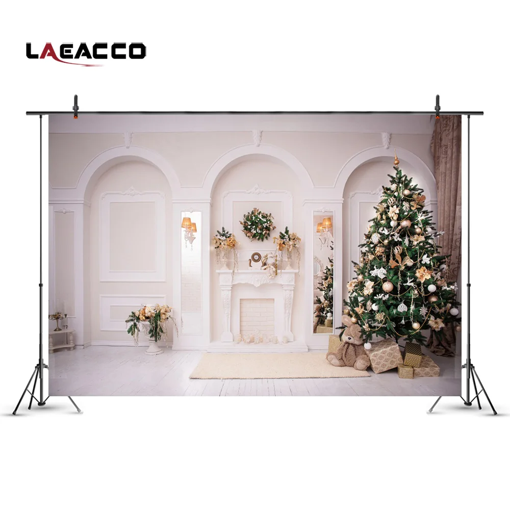 Laeacco Рождество дерево-арка стены Крытый фотографии фоны винил цифровая камера фоны для фотостудии год реквизит