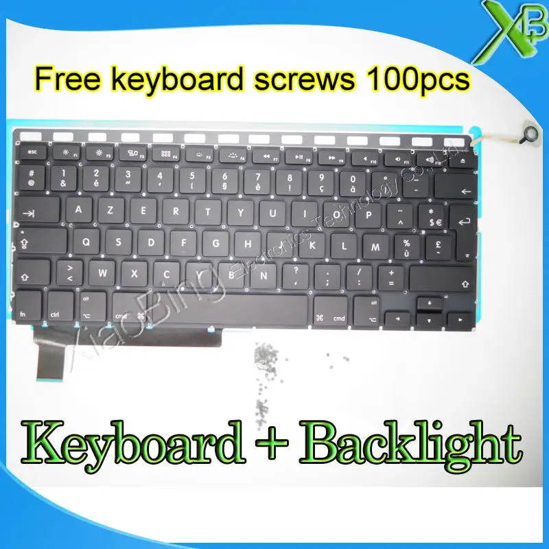 Совершенно новая AZERTY FR Французская клавиатура + Подсветка 100 шт. винтов для