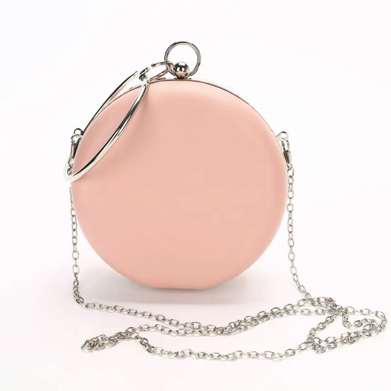 Металлический маленький кошелек-клатч с круглым Для женщин вечерняя сумочка BS010