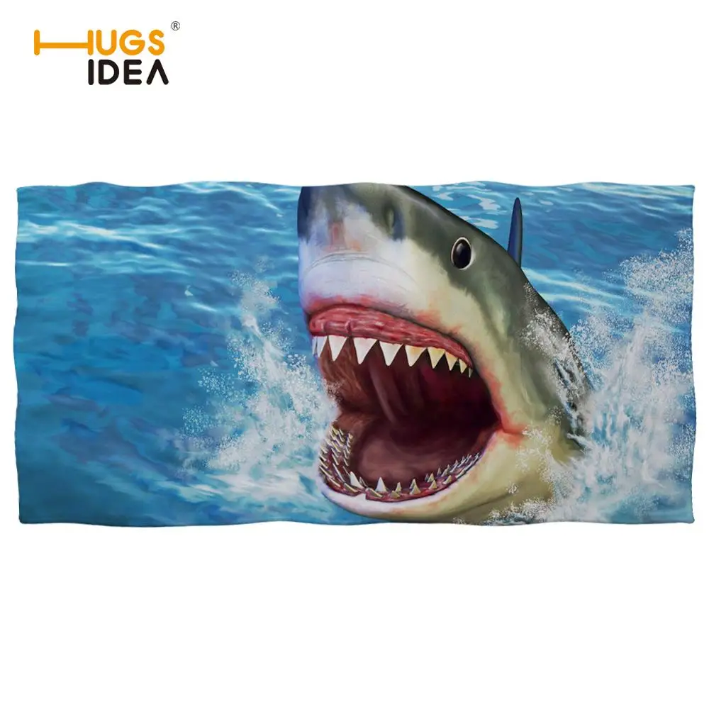 Крутое пляжное полотенце с 3d принтом акулы мягкое летнее банное для мужчин и
