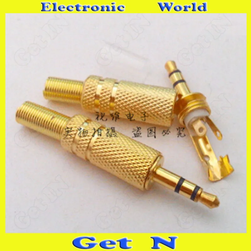 50pcs Gilded 3.5mm Connector Plug Dual Track for Earphone Headset | Обустройство дома