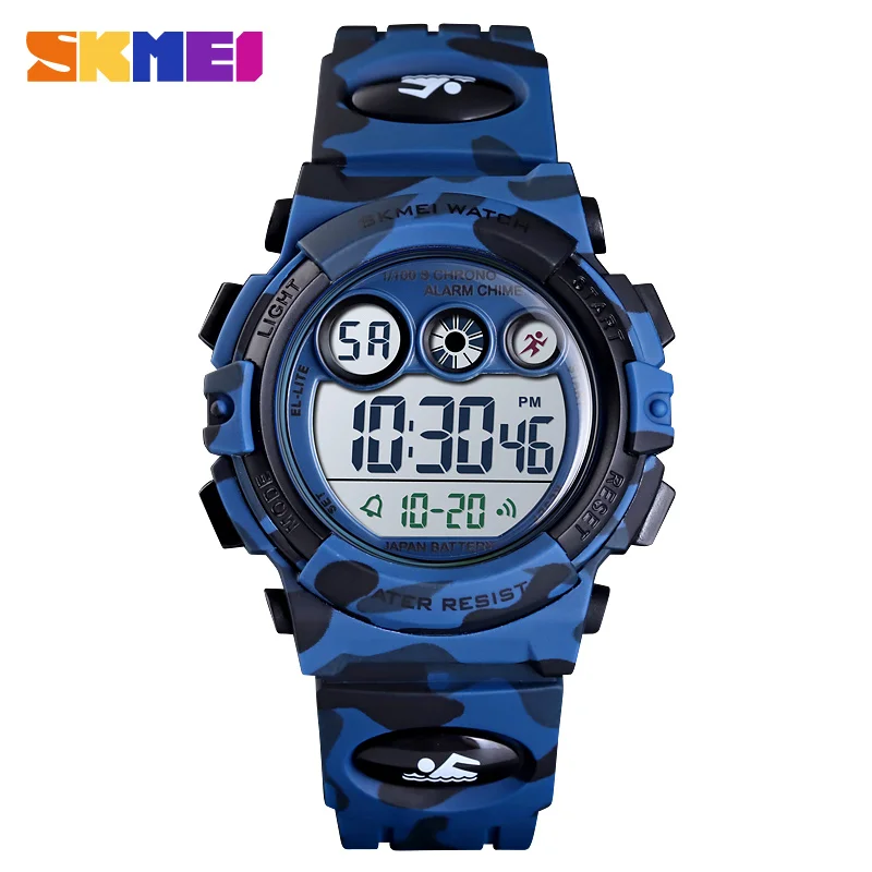 dark blue SKMEI Детский светодиодный электронные цифровые часы секундомер часы 2 времени детские спортивные часы 50 м водонепроницаемые наручные часы для мальчиков и девочек - Цвет: dark blue